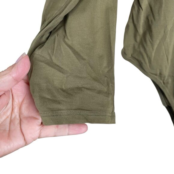 Everlane One Piece Bodysuit Thong Long Sleeve Sage Green XL Supima Square Neck - Picture 4 of 8